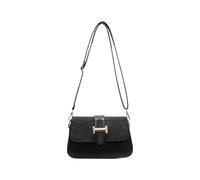 ZEPFJHE Sac à bandoulière en cuir synthétique pour femme - Élégant - Tendance - À paillettes quotidiennes - Simple - Petit carré - Tendance - Bandoulière à paillettes - En cuir synthétique, Noir , One