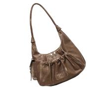 ZEPFJHE Sac à bandoulière plissé en cuir PU pour femme Sac à main et sacs à main rétro Dumplings Trend Aisselle Pu Cuir Dumplings pour femme Tendance Aisselle Rétro Sac à main à bandoulière, kaki, One