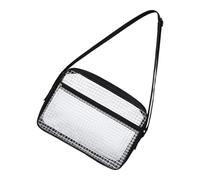 ZEPFJHE Sac à bandoulière transparent antistatique avec sangle réglable pour téléphone, passeport, clés, sac de rangement en maille transparente en PVC, a