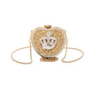 ZEPFJHE Sac à chaîne pour femme avec strass carrés scintillants - Bandoulière élégante en acrylique - Pour fête, soirée, strass - Bandoulière élégante pour rendez-vous, doré, One Size
