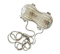 ZEPFJHE Sac à lèvres pour femme - Joli sac à bandoulière décoratif en forme de cacahuète - Bandoulière en chaîne - En forme de cacahuète, Argenté., One Size