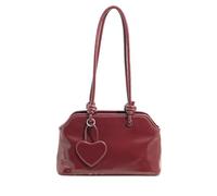 ZEPFJHE Sac à main coréen léger en cuir PU pour les trajets occasionnels et tendance, Rouge, Medium