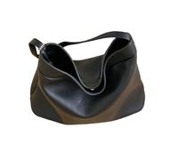 ZEPFJHE Sac à main élégant en cuir synthétique souple contrasté pour femme, sac à bandoulière pour femme, grand sac à provisions pour usage quotidien, Noir , One Size