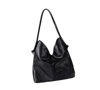 ZEPFJHE Sac à main rétro en cuir PU pour femme, sac à main à bandoulière souple, sac à main de voyage, sacs de travail décontractés avec grande capacité, sac à bandoulière tendance, Noir , One Size