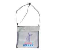 ZEPFJHE Sac de plage en maille de nylon imperméable et respirant avec bandoulière réglable - Porte-jouets d'eau portable - Grande capacité - Pliable - Pour enfants, gris clair, Taille unique