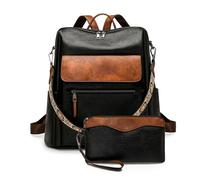 ZEPFJHE Sacs à dos pour femmes, sacs à dos en cuir imperméables et antivol, sac à dos de voyage convertible, sac à main, sac à main pour femmes, sacs à dos pour femmes, Noir avec Marron