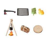 ZEPFJHE Scène de camping miniature 1/12 avec plaque de cuisson pour maison de poupée, pique-nique, accessoires de scène et jeux de rôle pour enfants, modèle de barbecue miniature