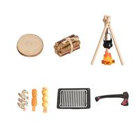 ZEPFJHE Scène de camping miniature 1/12 avec plaque de cuisson pour maison de poupée, pique-nique, accessoires de scène et jeux de rôle pour enfants, modèle de barbecue miniature