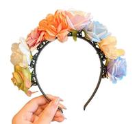 ZEPFJHE Serre-tête à fleurs colorées - Accessoire pour cheveux - Cosplay - Pince à cheveux - Couronne florale - Pour filles