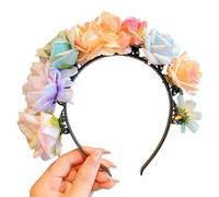 ZEPFJHE Serre-tête à fleurs colorées - Accessoire pour cheveux - Cosplay - Pince à cheveux - Couronne florale - Pour filles