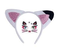 ZEPFJHE Serre-tête avec oreilles de chat à paillettes pour déguisement d'Halloween et cosplay fait à la main pour femme