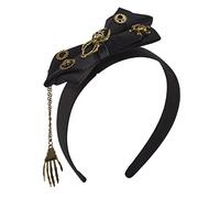 ZEPFJHE Serre-tête Jour des morts Halloween avec nœuds pour cheveux Steampunk pour femme Tête de mort Noir Bandeau gothique