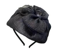 ZEPFJHE Serre-tête tête de mort avec nœud papillon en tulle français demi-chapeau fin pour femme Teaparty couverture de cheveux formelle décoration de cheveux pour femme Charleston Costume Serre-tête