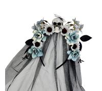 ZEPFJHE Serre-tête tête de mort fleur accessoire de coiffure Halloween sorcière pour adulte fête à thème photographie porter coiffe Halloween