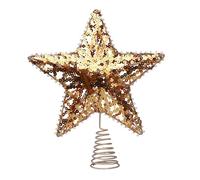 ZEPFJHE Sparkling Star Christmas Tree Decoration Decoration 28cm Ornement Scintillant en Métal Évident pour Les Décorations De Vacances Gold Paillettes Noël