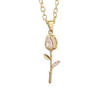 ZEPFJHE Styles Gold Tulips Collier Avec Pendentif Floral Émaillé