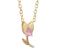 ZEPFJHE Styles Gold Tulips Collier Avec Pendentif Floral Émaillé