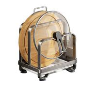 ZEPFJHE Support de cuisine moderne pour organiser les pots, couvercles et planches à découper, support de rangement antidérapant avec plateau de drainage, support de couvercle de comptoir