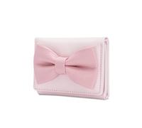 ZEPFJHE Sweet Bows Portefeuille court style coréen en cuir PU Portefeuille à trois volets avec porte-cartes pour le quotidien, rose