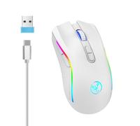 ZEPFJHE T69 Souris USB sans fil rechargeable pour jeu optique LED 4800 DPI 2,4 G