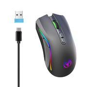 ZEPFJHE T69 Souris USB sans fil rechargeable pour jeu optique LED 4800 DPI 2,4 G
