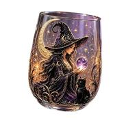 ZEPFJHE Tasse en verre de sorcière saisonnière pour le thé, Black cats | Bonbons et présentoir de table