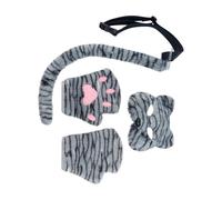 ZEPFJHE Therians - Fausse fourrure de renard en peluche - Avec gants - Costume d'Halloween ou de Noël - Pour femme et chat, bleu/noir, taille unique