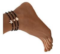 ZEPFJHE Trio De Cheville Extensible Portable Styles Bohemiens Starquoise Étoiles Mer Bijoux Pied Perlé pour Les Vacances Vacances À La Plage