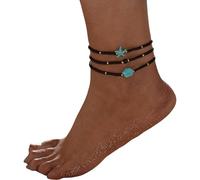 ZEPFJHE Trio De Cheville Extensible Portable Styles Bohemiens Starquoise Étoiles Mer Bijoux Pied Perlé pour Les Vacances Vacances À La Plage