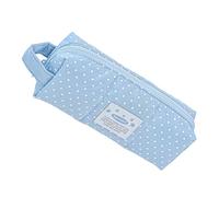 ZEPFJHE Trousse à crayons à pois de grande capacité en tissu multi-compartiments pour étudiants, écoles et étudiants, bleu, Beauté de masse