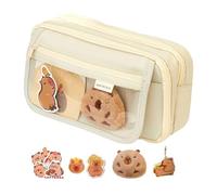 ZEPFJHE Trousse à crayons de grande capacité avec 9 compartiments multiples en toile - Trousse de voyage pour cosmétiques, Trousse beige, Beauté de masse