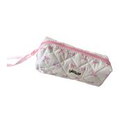 ZEPFJHE Trousse à crayons de style coréen, trousse à crayons simple, trousse à crayons, trousse de maquillage, organisateur de stylos esthétiques, style coréen, pochette à nœuds, blanc