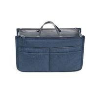 ZEPFJHE Trousse de maquillage élégante et spacieuse avec double fermeture éclair pour organiser des articles de beauté, bleu marine, L