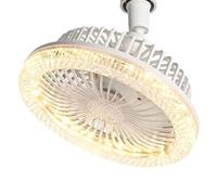 ZEPFJHE Ventilateur de Plafond Moderne à Douille E27 avec lumière LED et télécommande, 3 Vitesses réglables, lumière de Refroidissement silencieuse, Vitesses Variables durables, plafonnier réglable