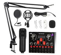 Zephviora Ensemble de microphone podcast, contrôleur DJ et microphone BM800, microphone de jeu avec bras, kit de mixage audio avec carte son pour streaming, podcasting, enregistrement, ordinateur