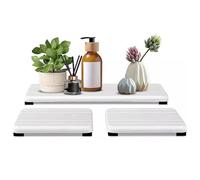 Zephylix Lot de 3 plateaux d'évier en pierre de diatomite absorbant l'eau, plateau de comptoir à séchage rapide pour plantes et articles de toilette, blanc