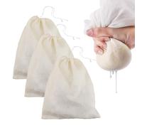 Zephylix Lot de 3 sachets filtrants vides en étamine avec cordon de serrage pour savon, thé, noix Beige 20 x 25 cm