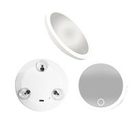 Zephylix Miroir grossissant avec lumière, miroir de voyage à main 30x LED miroir grossissant avec 3 ventouses et support de table à 360° Blanc
