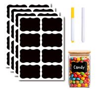 Zephyra 32 Étiquettes Ardoise Adhésives Réutilisables et Imperméables, Faciles à Poser et Retirer, Idéales pour Pots en Verre, Cuisine et Organisation, avec Stylo Blanc et Jaune
