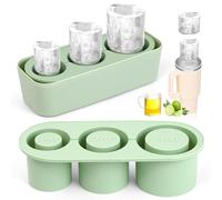 ZephyrCraft Bac à Glaçons en Silicone pour Stanley Cup, 3 Cylindres Creux Réutilisables 30-40Oz, Couvercle Hermétique, Idéal Cocktails, Whisky, Café (Vert)