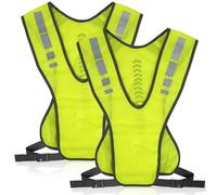 ZephyrCraft Gilet de Sécurité Réfléchissant et Réglable avec Poche, Haute Visibilité pour Running, Vélo et Jogging, Gilet Vert Fluorescent Respirant - 2 Pièces (Homme/Femme/Enfant)