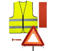ZephyrCraft Kit de sécurité 4 en 1 pour voiture, 2 gilets réfléchissants avec fermeture éclair, marteau de sécurité 2 en 1, triangle de signalisation et mallette de rangement, haute visibilité