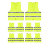 ZephyrCraft Lot de 10 Gilets Jaunes de Sécurité Réfléchissants Haute Visibilité, Gilet Jaune Adulte et Enfant, G/ilet Jaune Voiture, Gilet Réfléchissant Fluorescent pour Vélo, Chantier