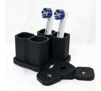 ZephyrCraft Porte Brosse à Dents en Silicone Noir, Double Support Brosse à Dents Compatible avec Oral-B, IO, Philips Sonicare, Fairywill - Support Brosse à Dents électrique, 2 pièces