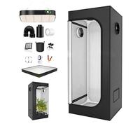 ZephyrGlow Kit Tente de Culture 20x20x39 Complet, Tente de Culture d'intérieur à Double Porte, Tissu 600D Oxford recouvert d'une pellicule d'aluminium hautement réfléchissante 60cm