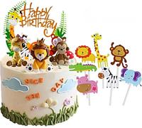 ZephyrHome 11 décorations de gâteau d'animaux de la forêt pour 1er anniversaire, décoration de gâteau d'anniversaire d'animaux de la jungle, décoration de gâteau de zoo safari