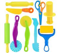 ZephyrHome Coffret de 9 Outils pour pâte à Modeler : Rouleaux, moules, Cutters et Ciseaux, Accessoires pour Travailler la pâte à Modeler et l’Argile, Outils colorés sûrs et durables