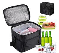 ZephyrHome Sac Isotherme Repas 10L Pliable, Sac-Glacière Étanche pour Lunch Bag, Sacoche Isotherme Repas Portable avec Bandoulière Détachable, Idéal pour Travail, École, Pique-Nique, Plage - Noir