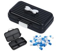 ZEPIQOR 1 Pcs pilulier journalier, boite a medicament, Pilulier portable voyage boite medicaments voyage, travel pill organizer, valise medicaments voyage Pour le voyage et l'usage quotidien（noir）