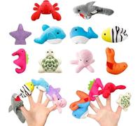 ZEPIQOR 10 Pièces Marionnette à Doigt Marionnettes à Doigts Set Mignon Peluche Poupée Bébé Doigt Poupée Jouets de marionnette à Main en Velours Bambins Éducatif Pâques Fête（animaux marins）